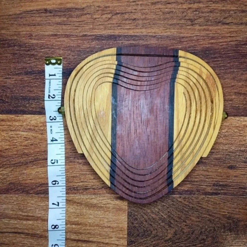 Deep Spring Collapsible Wooden Heart Basket Trivet Spiral Cut